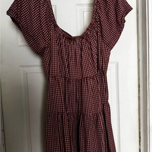 Old Navy Burgundy Checkered Mini Dress